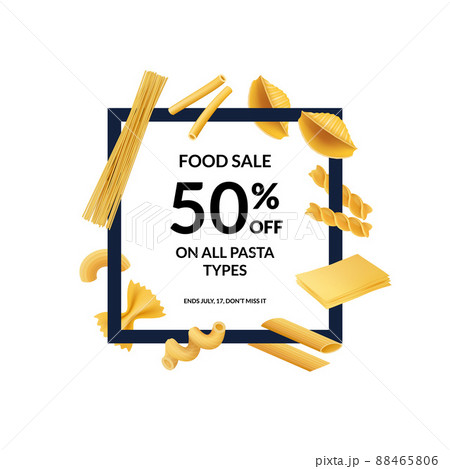 realistic pasta types with place for text illustration realistic pasta types with place for text illustration 88465806