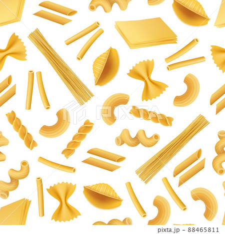 realistic pasta types pattern or background illustration realistic pasta types pattern or background illustration 88465811