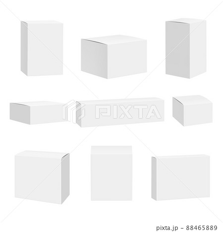 Blank white box. Packages container quadrate boxes detailed realistic mockup 88465889