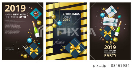 Holiday brochure template. Corporate greeting card party new year 2019 and christmas invitation designs Holiday brochure template. Corporate greeting card party new year 2019 and christmas invitation designs 88465984