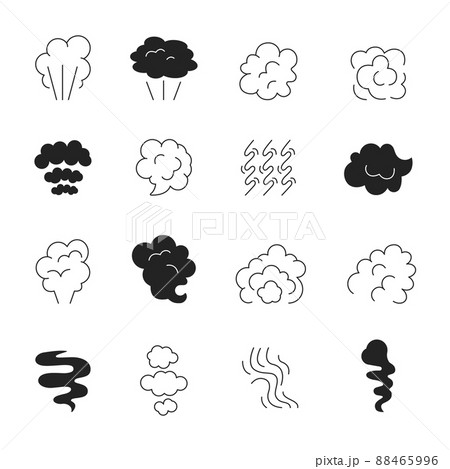 Smoke line icon. Steam smell and smoking clouds stylized symbols silhouette pictures isolated 88465996