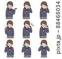 女性 高校生 イラスト セット 88466034