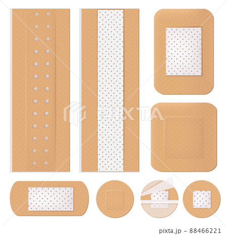 Medical bandage. Plastering shapes adhesive healthcare medicine plaster antiseptic isolated 88466221