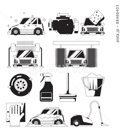 Wash dry car service. Washing sponge water clean bubbles auto foam sponge black silhouettes Wash dry car service. Washing sponge water clean bubbles auto foam sponge black silhouettes 88466403