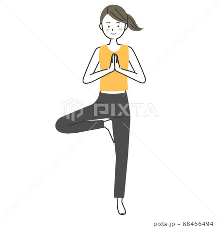ヨガをする女性・木のポーズ 88466494