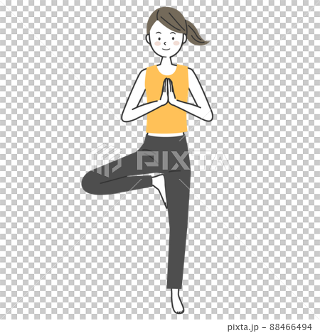 ヨガをする女性・木のポーズ 88466494