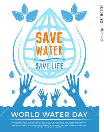 Save water. Aqua liquid drops healthcare poster concept picture for water day Save water. Aqua liquid drops healthcare poster concept picture for water day 88466656