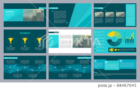 Business presentation template. Magazine pages or slideshow with abstract geometry shapes and place for text design 88467045