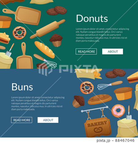 cartoon bakery web banner templates illustration 88467046