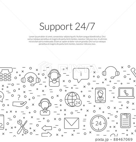 line call support center icons background with place for text illustration line call support center icons background with place for text illustration 88467069