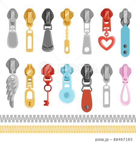 Metallic zippers. tools for clothes set 88467165