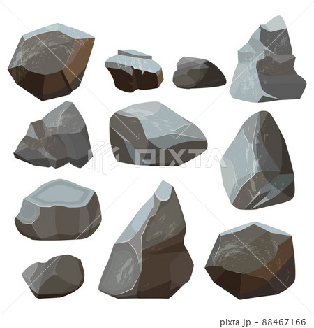 Stones cartoon. Rock mountains flagstone rocky illustrations isolated on white background Stones cartoon. Rock mountains flagstone rocky illustrations isolated on white background 88467166