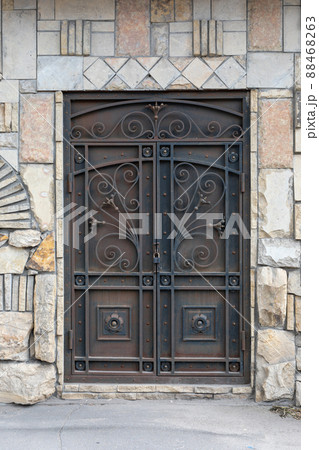 retro old rusty metal double door retro old rusty metal double door 88468263