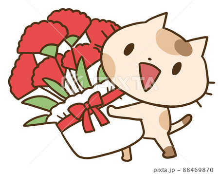 カーネーションをわたすねこ 88469870