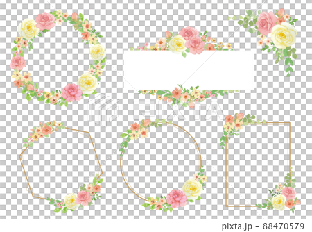 Handwritten rose and leaf frame material set 88470579