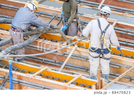 コンクリート打設　圧送　打ち込み　貯水槽基礎 88470823