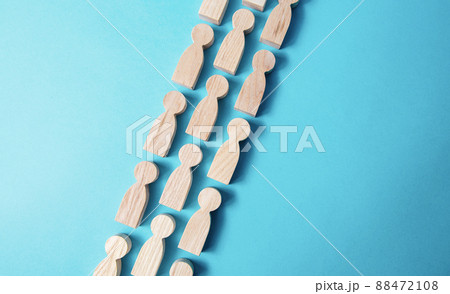 Chain people figures . Queue line. The movement of people in one direction. Human resources. Discipline. Social organization, joining consolidated forces. Team building. Common cause. Cooperation. Chain people figures . Queue line. The movement of people in one direction. Human resources. Discipline. Social organization, joining consolidated forces. Team building. Common cause. Cooperation. 88472108