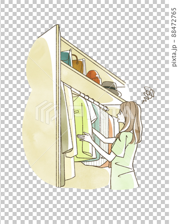 一個女人迷失在衣櫥裡的衣服 88472765