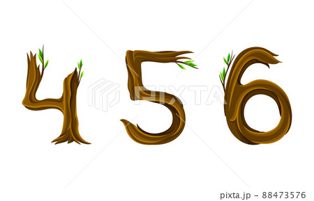 4,5,6 numbers made of branches and leaves. Eco organic typography font vector illustration 4,5,6 numbers made of branches and leaves. Eco organic typography font vector illustration 88473576