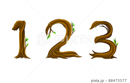 1,2,3 numbers made of branches and leaves. Eco organic typography font vector illustration 1,2,3 numbers made of branches and leaves. Eco organic typography font vector illustration 88473577