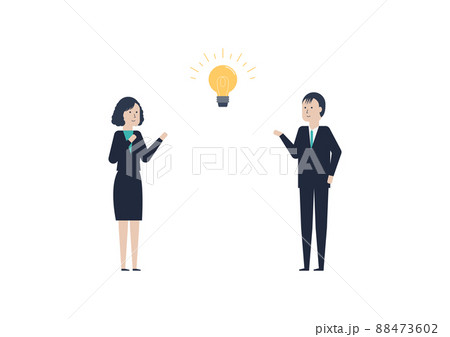 業務上の課題を解決した2人のビジネスパーソンのイラスト素材 88473602