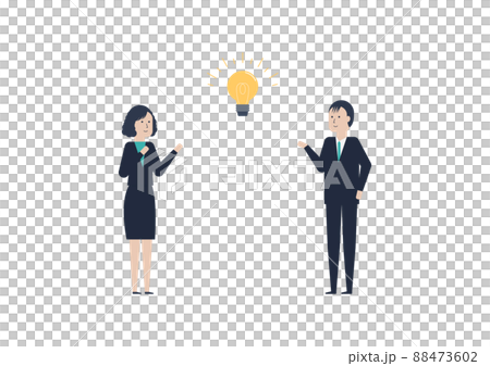 業務上の課題を解決した2人のビジネスパーソンのイラスト素材 88473602