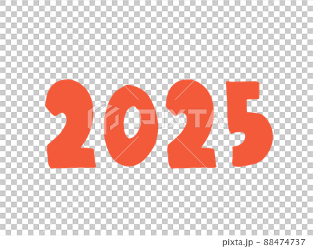 僅 2025 個數字（朱紅色）/手繪插圖字符 88474737