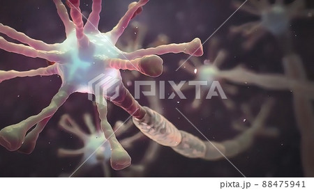 neuron research exploding degenerating neuron...のイラスト素材 [88475941] - PIXTA