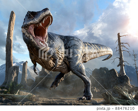 Tyrannosaurus from the Cretaceous era 3D illustration	 88476210