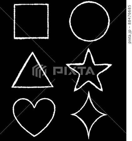丸 三角 四角 星 ハート キラキラ シンプルな イラスト セットの