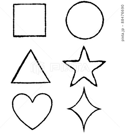 丸 三角 四角 星 ハート キラキラ シンプルな イラスト セットの