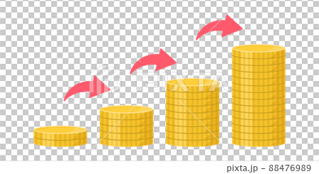 お金が増えるイラスト. 資金の積立. 資産運用, 投資, マネー管理. 上昇する矢印. 88476989