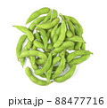 Green soy bean isolated on white background. top view 88477716