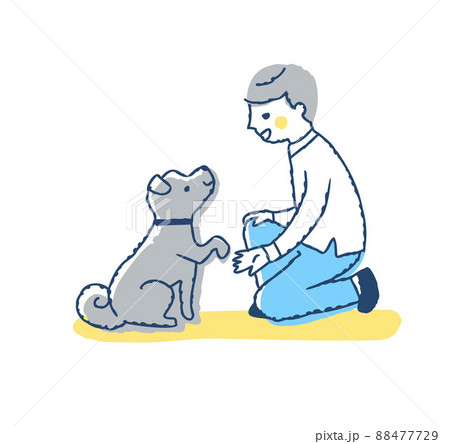 お手をする犬と男の子 お手をする犬と男の子 88477729