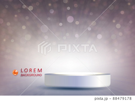 White stage on a light textural background with rays of light 88479178