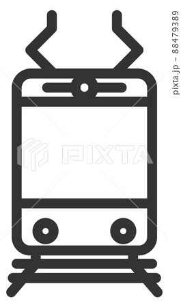 Tram line icon. Public city passenger transport front view Tram line icon. Public city passenger transport front view 88479389