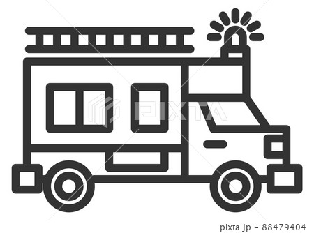 Fire truck line icon. Firefighter car with siren Fire truck line icon. Firefighter car with siren 88479404