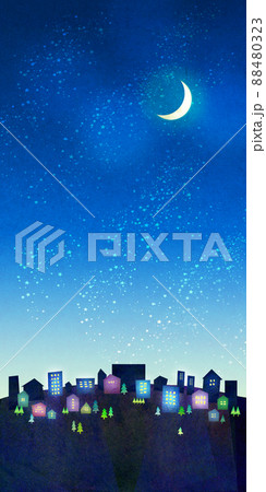 夜空と街並 背景素材 夜空と街並 背景素材 88480323