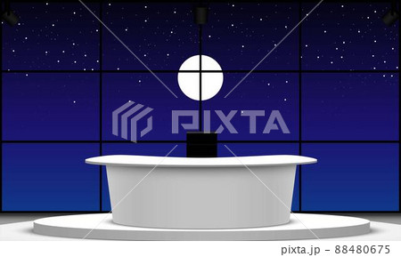news studio with full moon in the night background 88480675