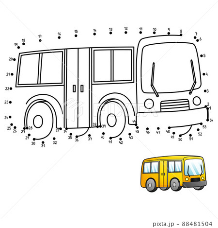 Dot to Dot Bus Isolated Coloring Page for Kids 88481504