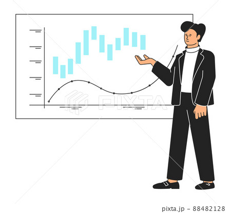 Man showing chart on board. Business report presentation 88482128