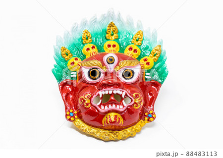 Tibetan Mask of Red Mahakala isolated 88483113