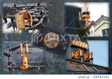 蒸気機関車の各機構部分をコラージュ 88484163