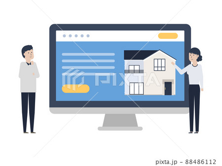 Webサイトが完成しました!なイラスト素材 Webサイトが完成しました!なイラスト素材 88486112