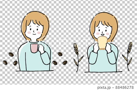 食事をする女性のイラスト 食事をする女性のイラスト 88486278