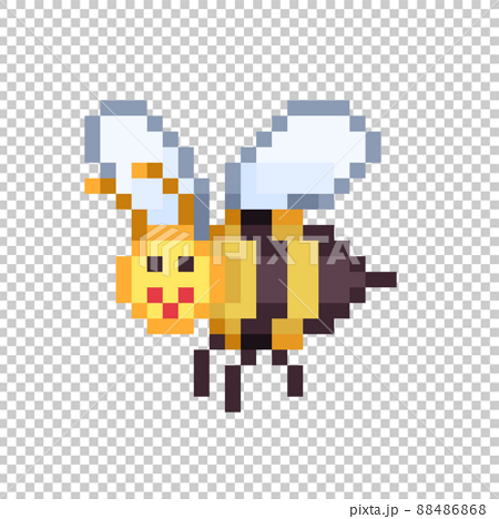 Cute bee pixel illustration - Stock Illustration [88486868] - PIXTA
