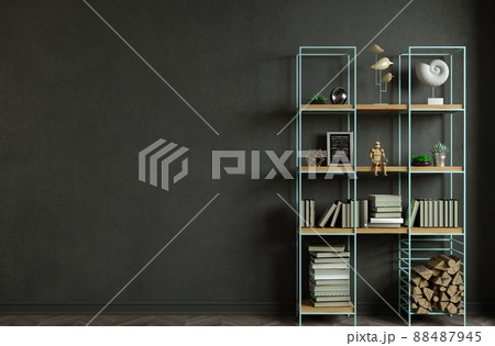 Loft interior background old grey brick wall Loft interior background old grey brick wall 88487945
