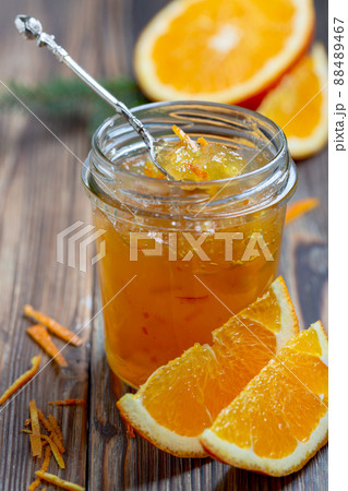 Jar of orange jam. Jar of orange jam. 88489467