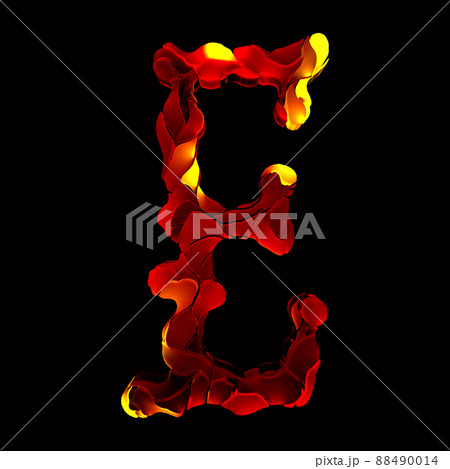 3D rendering cracked font.Distressed letter with mystic glowing on black background. 3D rendering cracked font.Distressed letter with mystic glowing on black background. 88490014