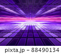 Tech background with blur, neon light and perspective effect - 3d illustration 88490134